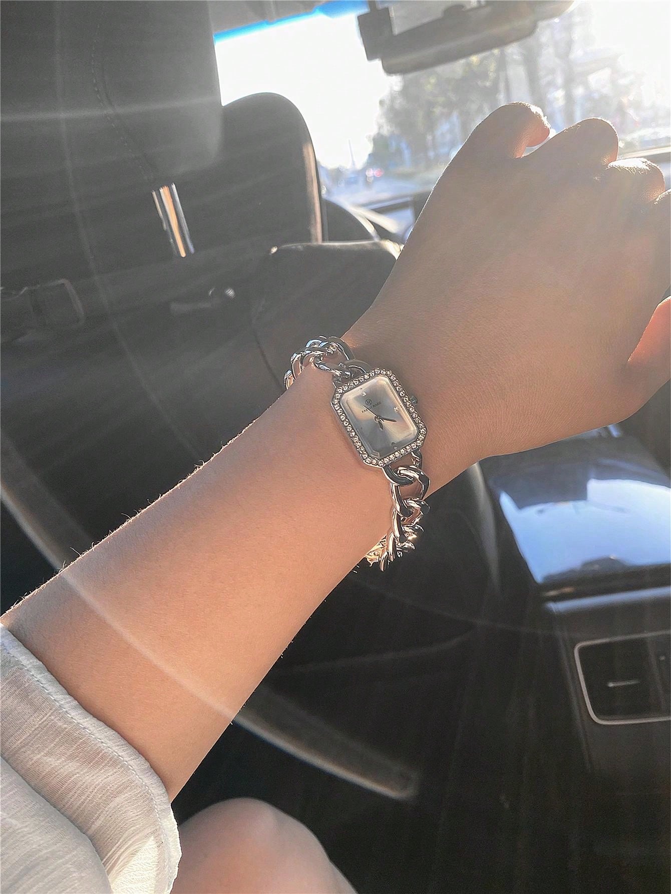 Shein - 1pc Women's Elegant Stainless Steel Bracelet Watch
