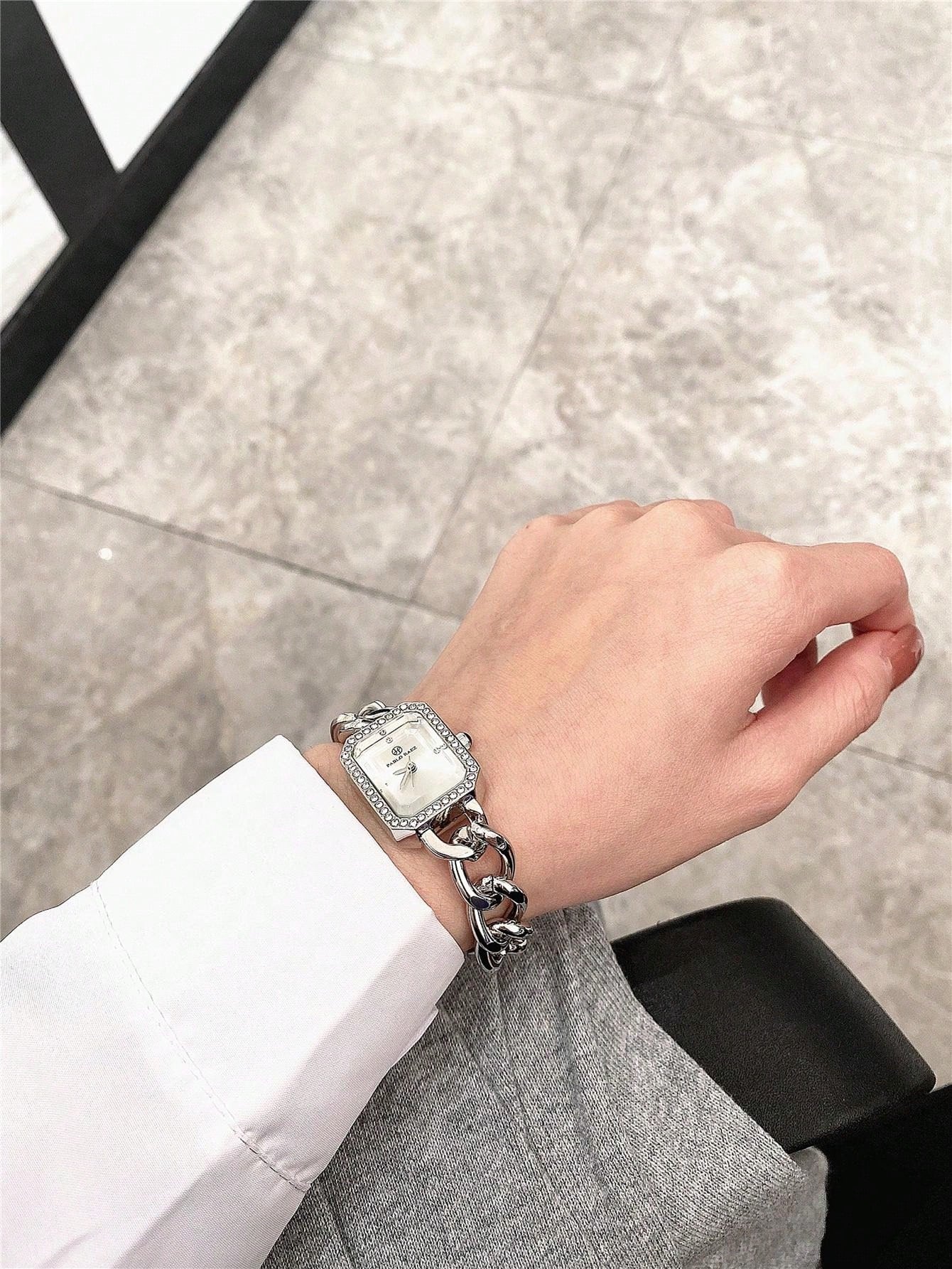 Shein - 1pc Women's Elegant Stainless Steel Bracelet Watch