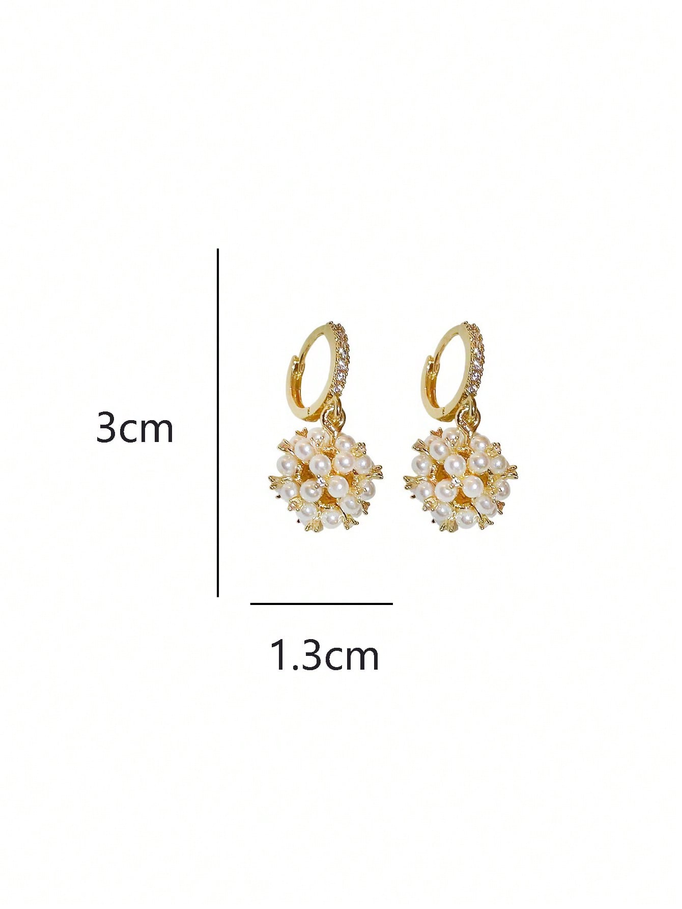 Shein - Faux Pearl & Cubic Zirconia Pendant Hoop Earrings