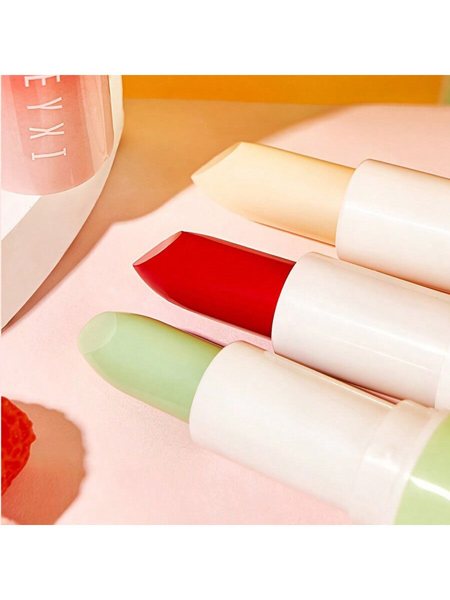 Shein - 3Pcs Lip Balm Gift Set, Water Gloss Elastic Tender Care Lipstick Moisturizing And Moisturizing Warm Color Changing Lip Mask Set,Gifts For Women