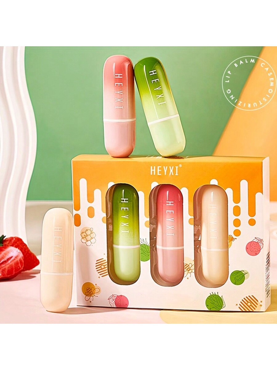 Shein - 3Pcs Lip Balm Gift Set, Water Gloss Elastic Tender Care Lipstick Moisturizing And Moisturizing Warm Color Changing Lip Mask Set,Gifts For Women