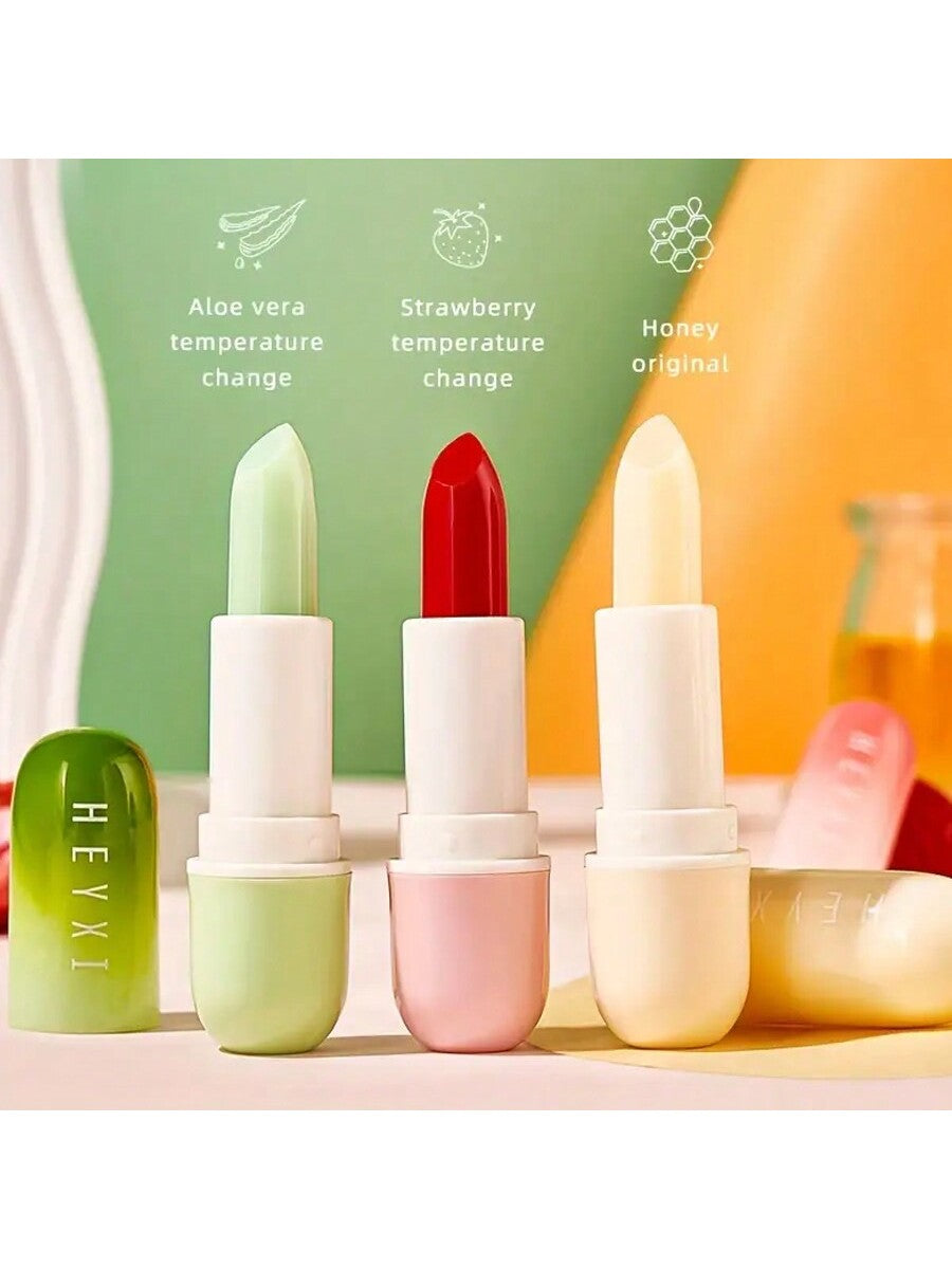 Shein - 3Pcs Lip Balm Gift Set, Water Gloss Elastic Tender Care Lipstick Moisturizing And Moisturizing Warm Color Changing Lip Mask Set,Gifts For Women
