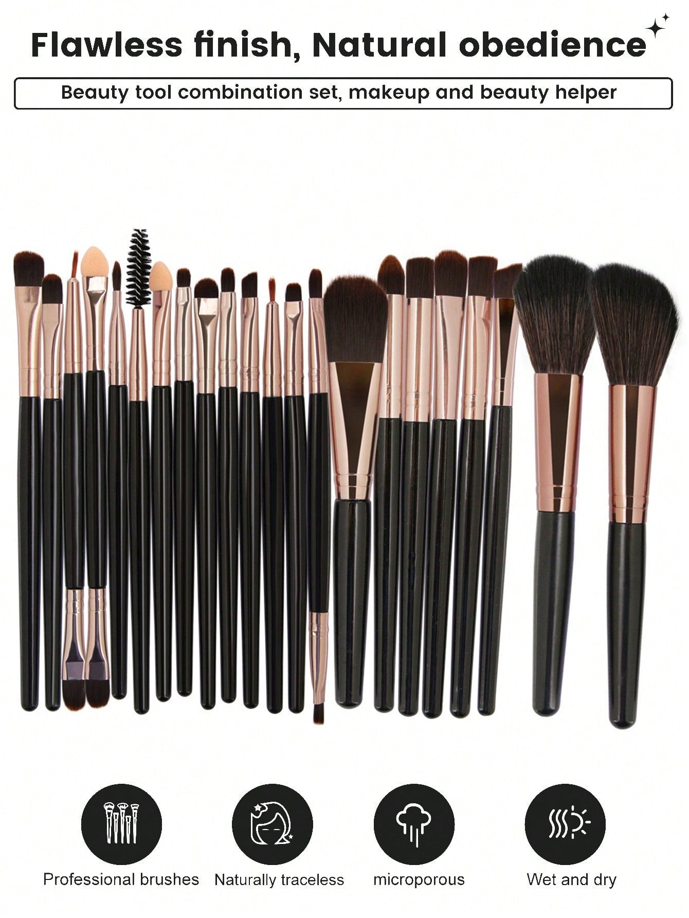 Shein - 2PCS Makeup Puff 22pcs Makeup Brush Sets Premium Synthetic Hair  Eyeshadow Blending Brush Sets Cosmetics Tools For Face And Eyes
