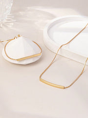 Shein - 1Pc Copper Geometrical Shape Minimalist Necklace, 1Pc Copper Geometrical Shape Minimalist Bracelet