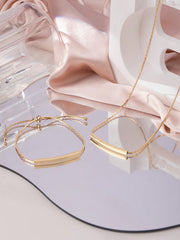 Shein - 1Pc Copper Geometrical Shape Minimalist Necklace, 1Pc Copper Geometrical Shape Minimalist Bracelet