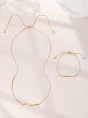 Shein - 1Pc Copper Geometrical Shape Minimalist Necklace, 1Pc Copper Geometrical Shape Minimalist Bracelet