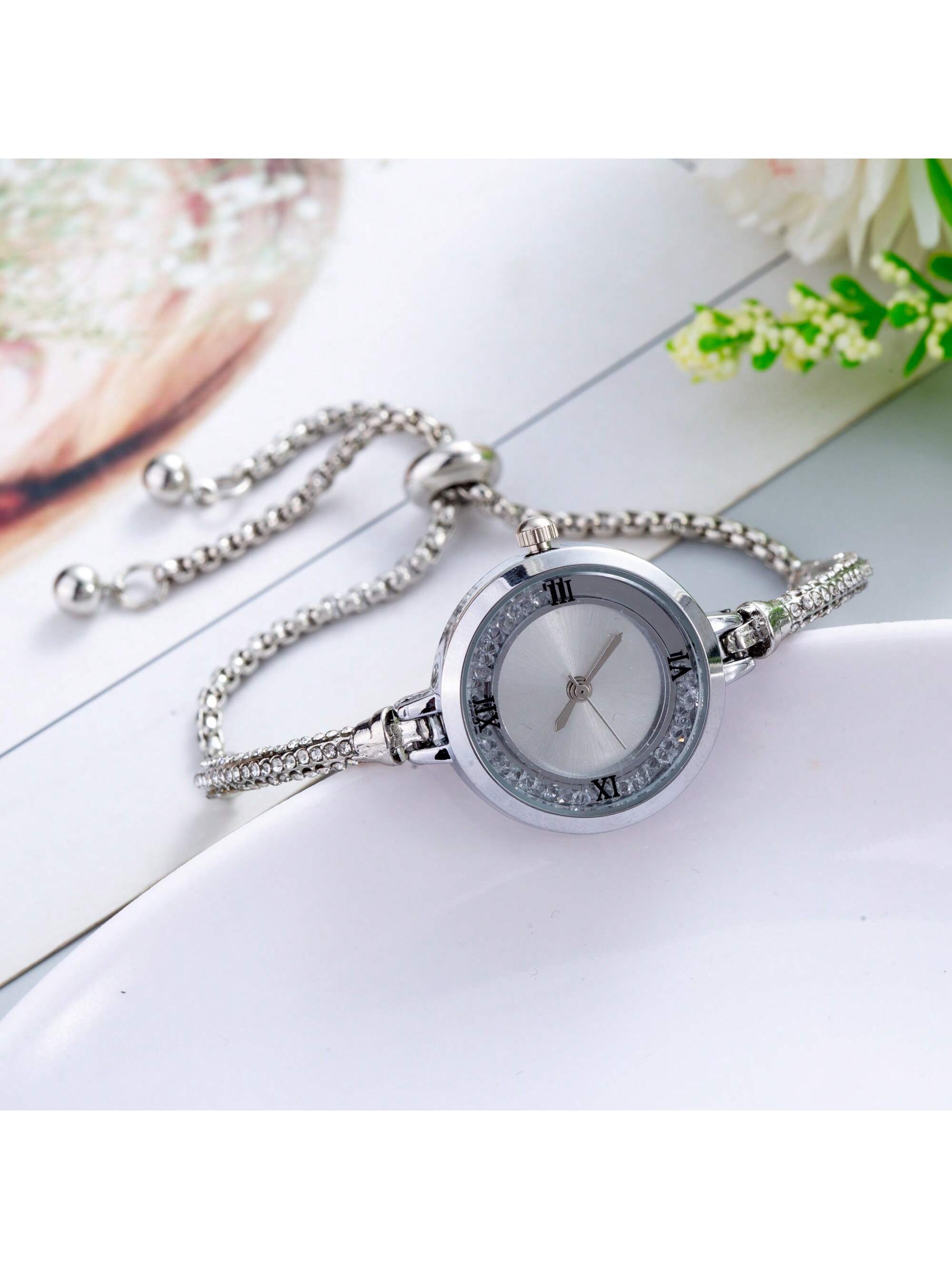 Shein - 2023 New Fashion Women's Watch, Ladies Quartz Watch With Rhinestone, Casual Style Wristwatch For Girls, Birthday Gift