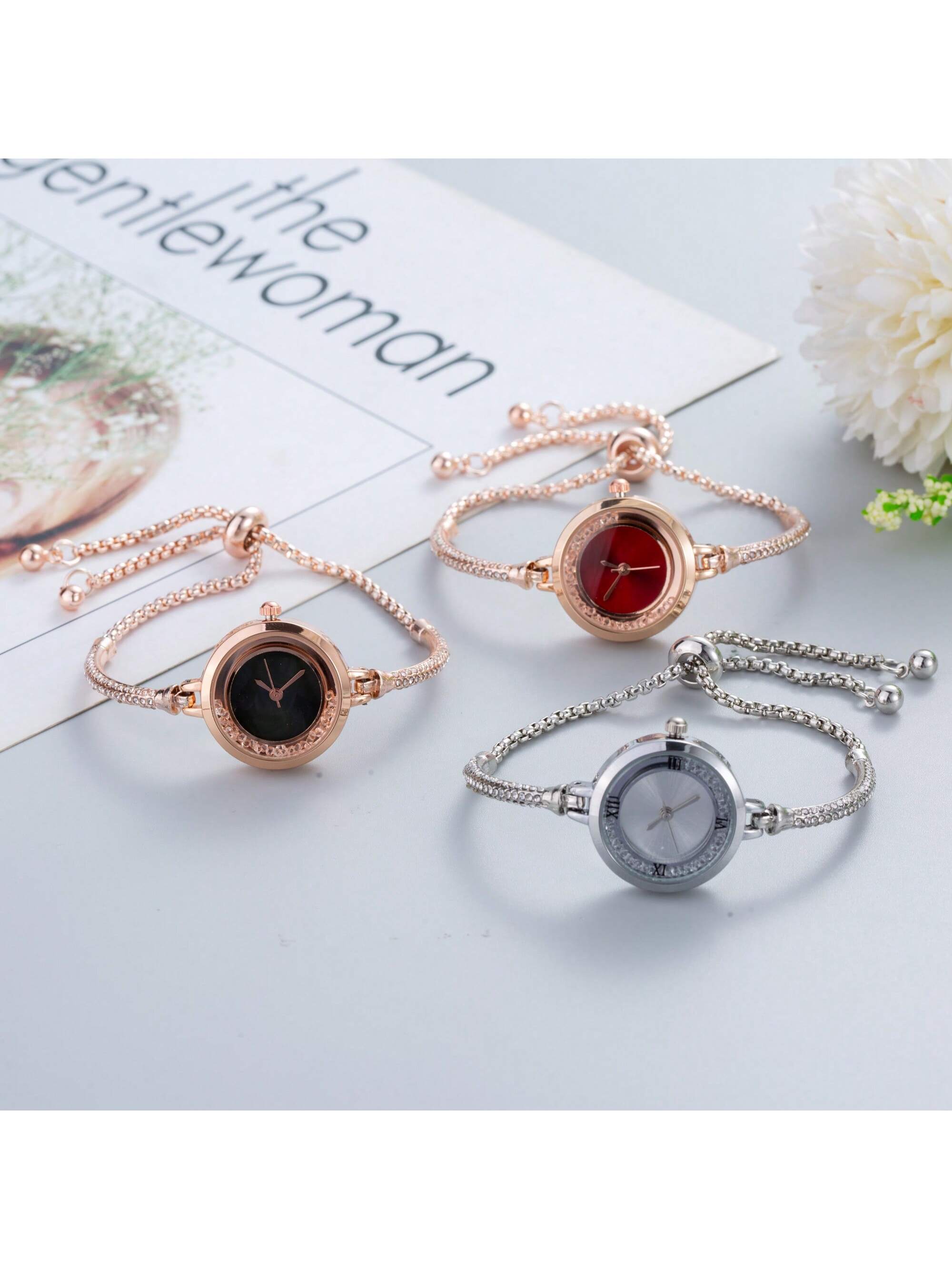 Shein - 2023 New Fashion Women's Watch, Ladies Quartz Watch With Rhinestone, Casual Style Wristwatch For Girls, Birthday Gift
