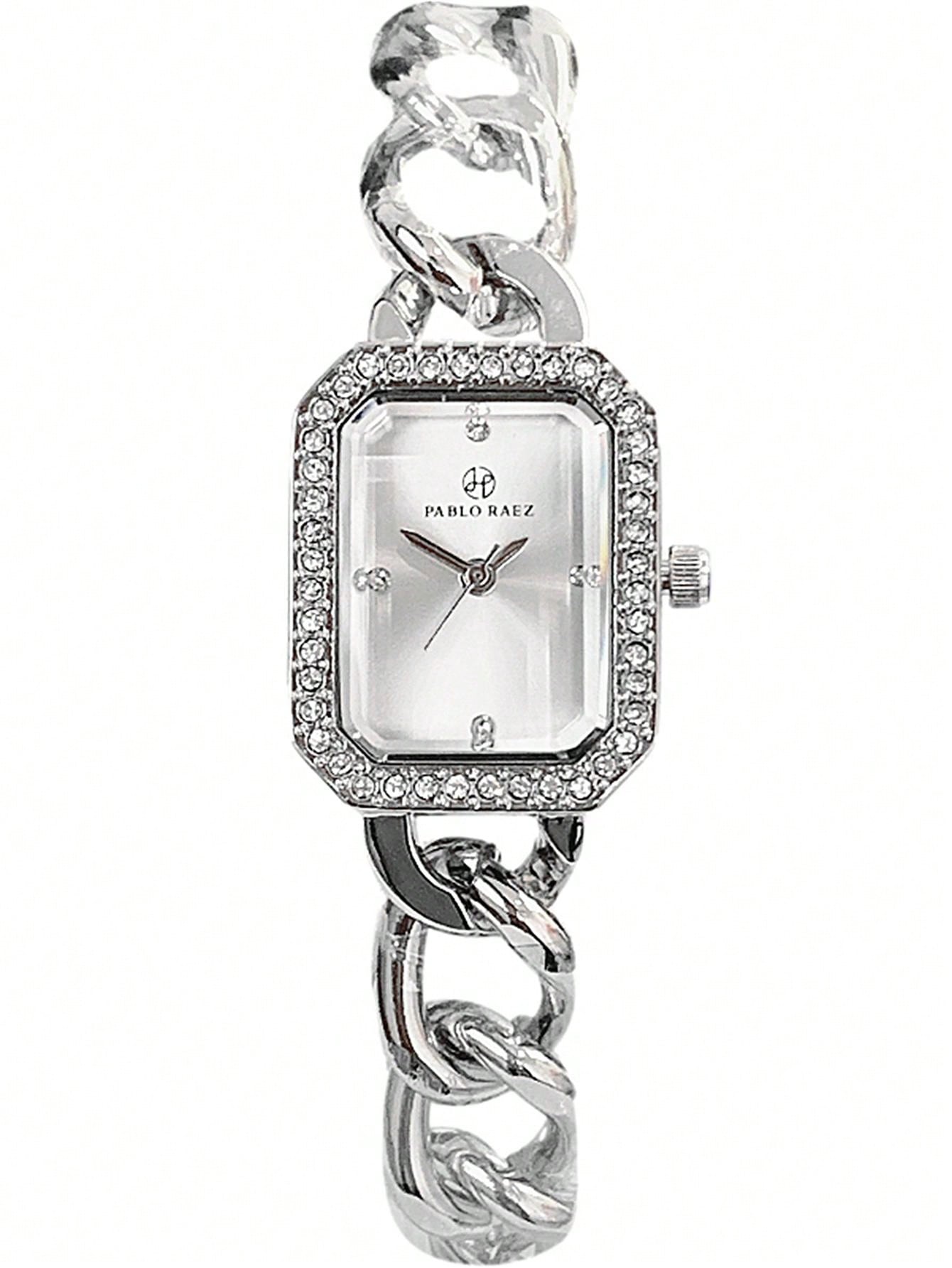 Shein - 1pc Women's Elegant Stainless Steel Bracelet Watch