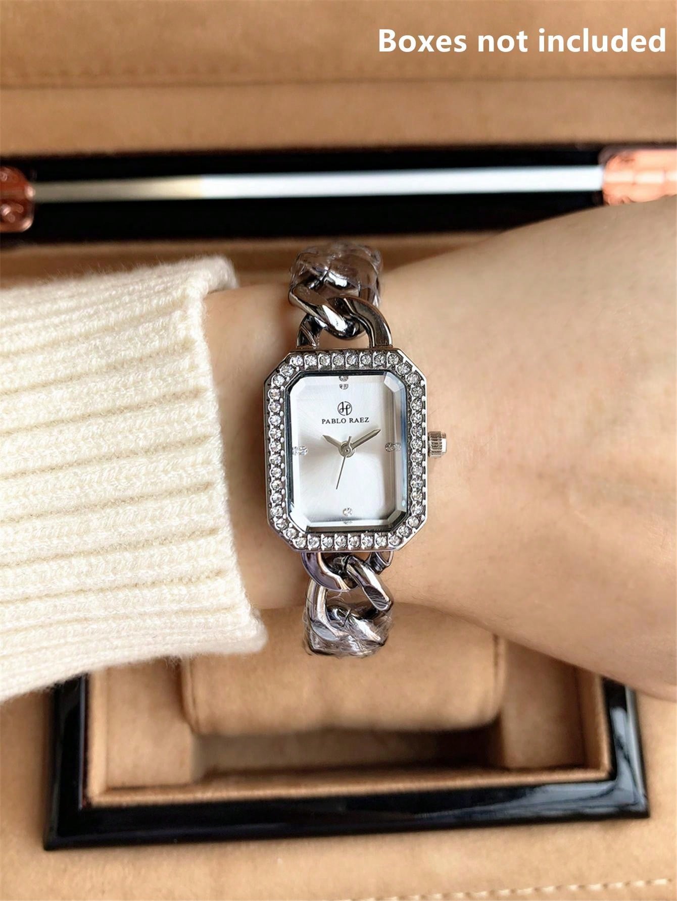 Shein - 1pc Women's Elegant Stainless Steel Bracelet Watch