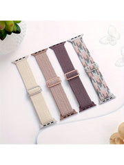 Shein - 4 Packs Braided Solo Loop Compatible With  Band 38Mm 40Mm 41Mm 42Mm 44Mm 45Mm 49Mm Women Men, Adjustable Stretchy Soft Nylon Strap For  9/8/7/6/5/4/3/2/1/Se/Ultra/Ultra 2