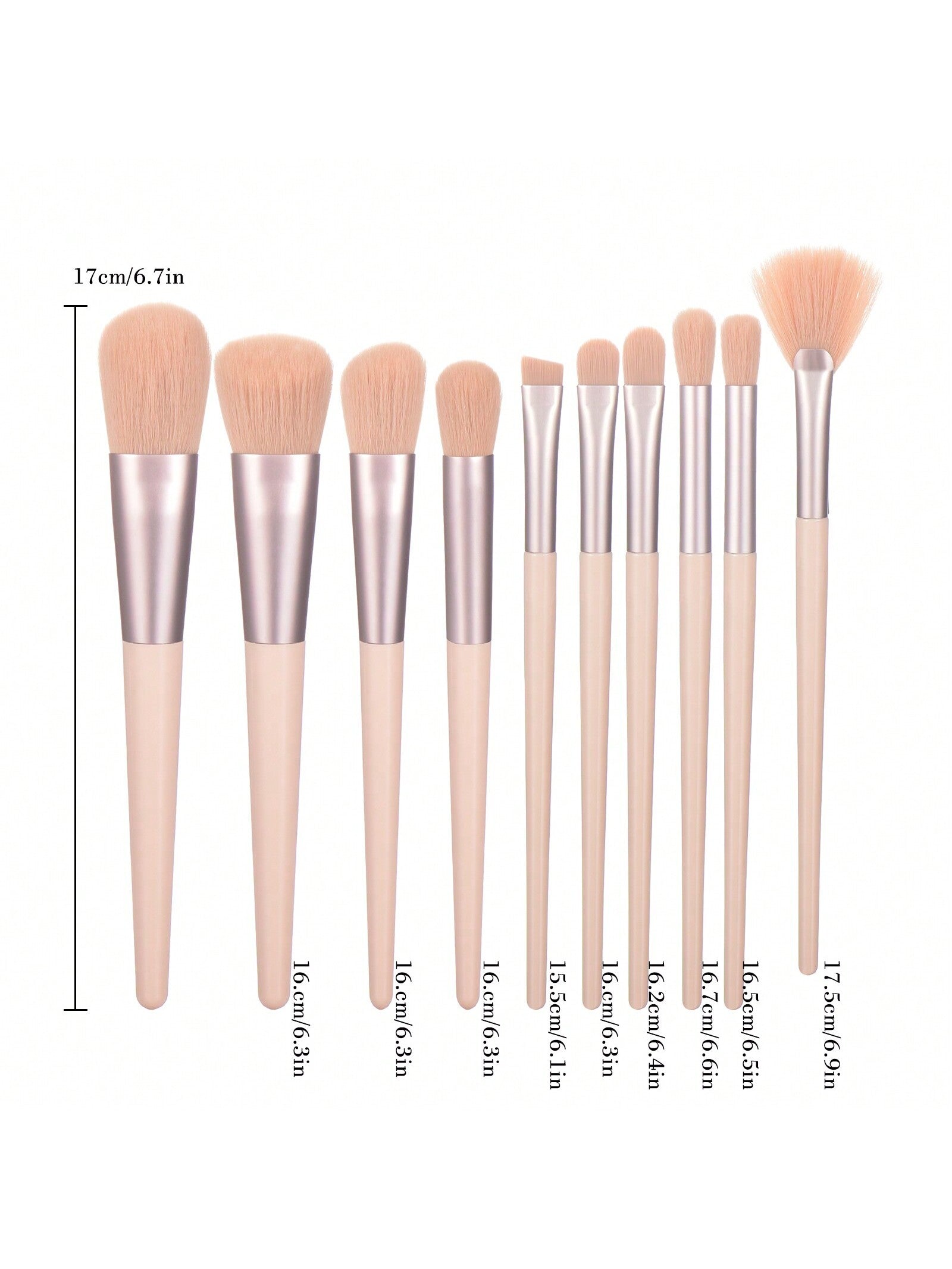 Shein - 10pcs Zero-Degree Series Makeup Brush Set - 4 Face Brushes And 6 Eye Brushes