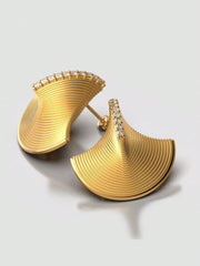 Shein - 1pair Seashell Shaped Earrings For Women, High Fashion Wave & Feather Fan Shaped Earrings That Match Any Outfits, Popular In Europe And America