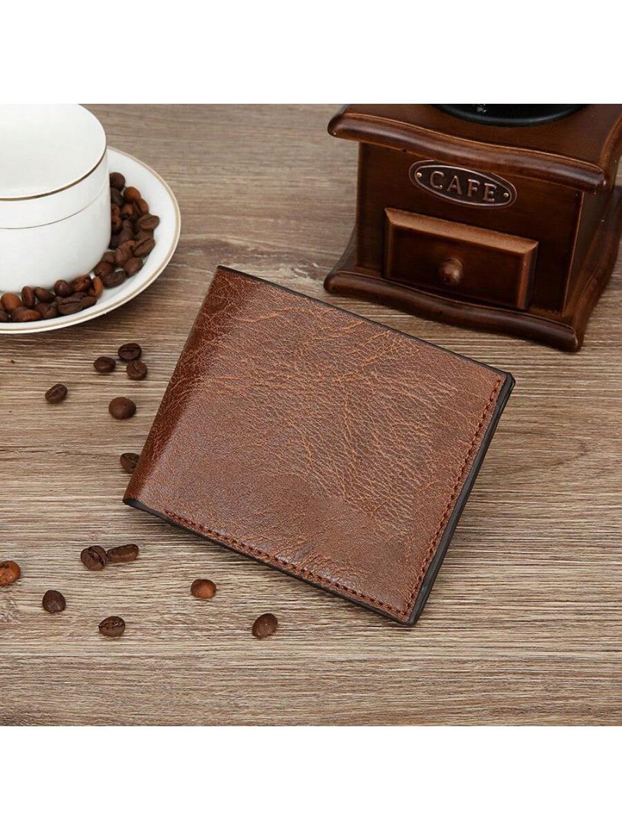 Shein - 2pcs/Set Men's Pu Strap Three Eye Roman Dial Casual Business Quartz Watch And Fashion Layered Wallet Without Box