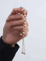 Shein - 1Pc Vintage Purple Pearl & Crystal Irregular Shape Bracelet