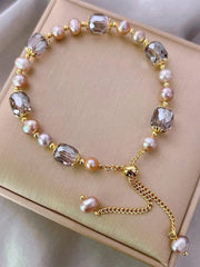 Shein - 1Pc Vintage Purple Pearl & Crystal Irregular Shape Bracelet
