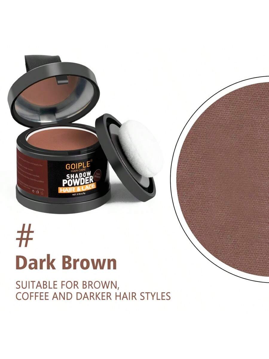 Shein - Dark Brown Root Cover Up Powder, Instantly Hair Coverage Hairline Powder Shadow Powder For Fills In Thinning Hairline With Soft Sponge Applicator Puff ,  Matching Mirror  Makeup Tool - Coffee Brown