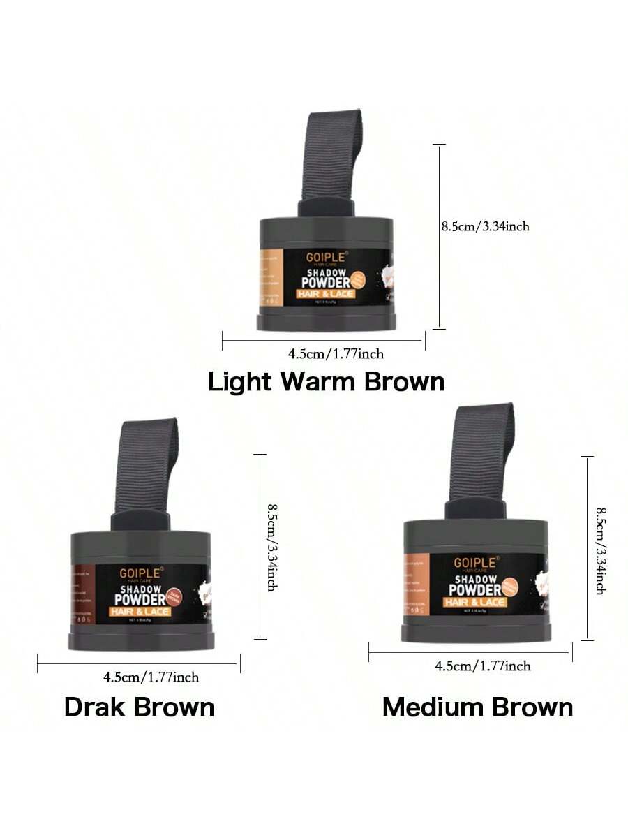 Shein - Dark Brown Root Cover Up Powder, Instantly Hair Coverage Hairline Powder Shadow Powder For Fills In Thinning Hairline With Soft Sponge Applicator Puff ,  Matching Mirror  Makeup Tool - Coffee Brown