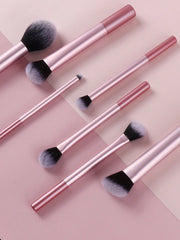 Shein - 7pcs Pink Professional Makeup Brush Set, Including Blush Brush, Loose Powder Brush, Concealer Brush, Eye Shadow Brush, Suitable For Travel, Gift Package