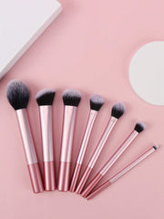 Shein - 7pcs Pink Professional Makeup Brush Set, Including Blush Brush, Loose Powder Brush, Concealer Brush, Eye Shadow Brush, Suitable For Travel, Gift Package