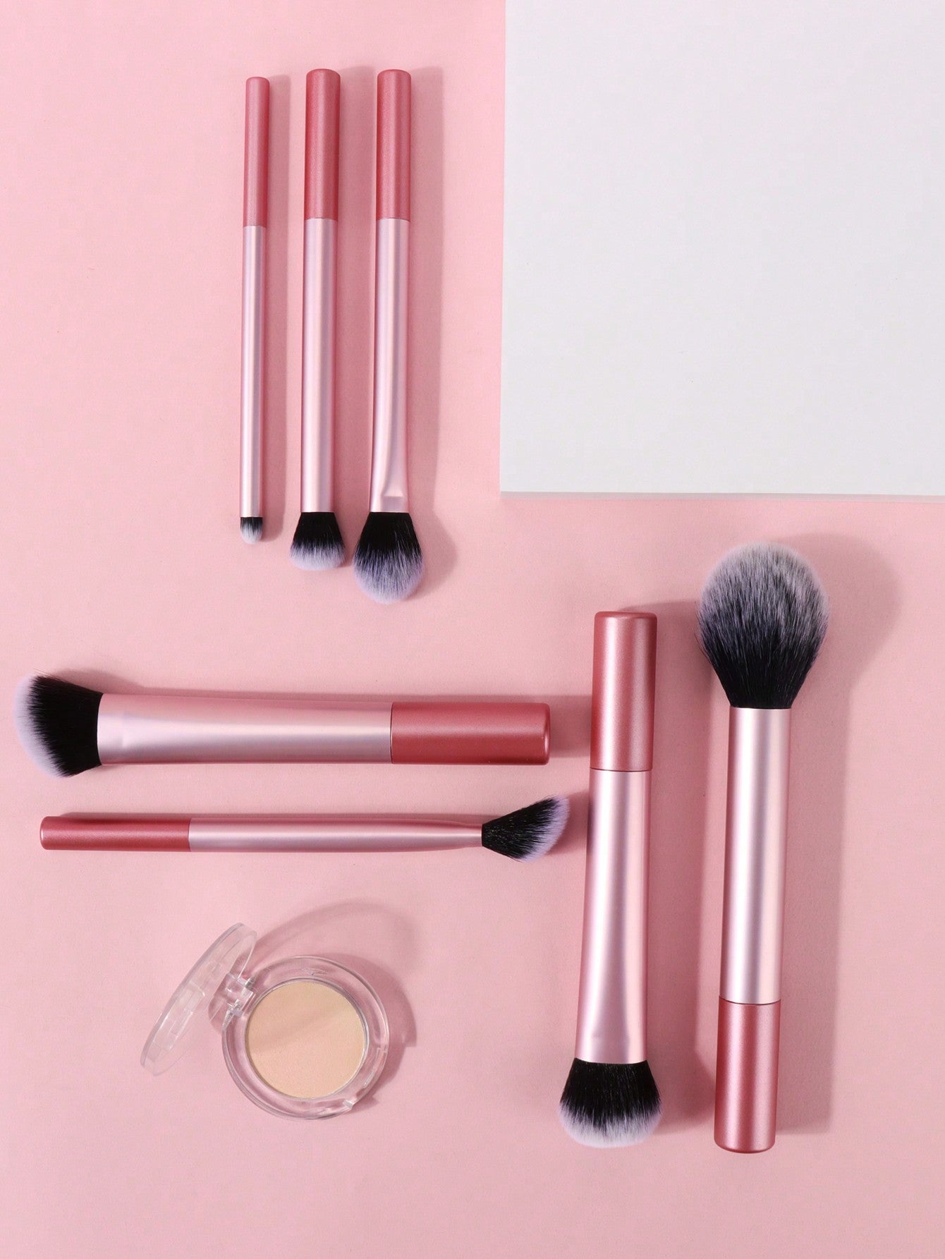 Shein - 7pcs Pink Professional Makeup Brush Set, Including Blush Brush, Loose Powder Brush, Concealer Brush, Eye Shadow Brush, Suitable For Travel, Gift Package