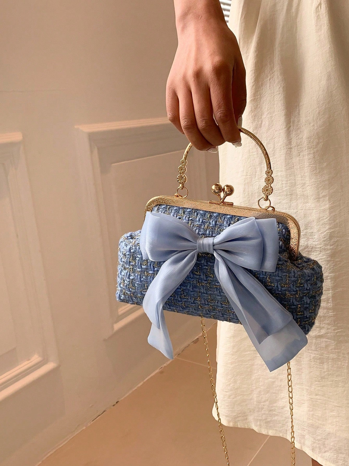 Shein - 2023 New Arrival Glittering Chain Evening Bag For Women, Fashionable Elegant Clutch, Handbag, Shoulder Bag, Crossbody Bag, Zipper Closure