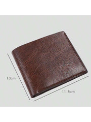 Shein - 2pcs/Set Men's Quartz Watch With Dual Dials And Pu Strap, Matched With Fashionable Bifold Wallet Without Box