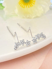 Shein - 1pair Elegant & Versatile Chain Tassel Earrings With Rhinestone & Star Detail For Women's Daily Wear As Fashion Accessory