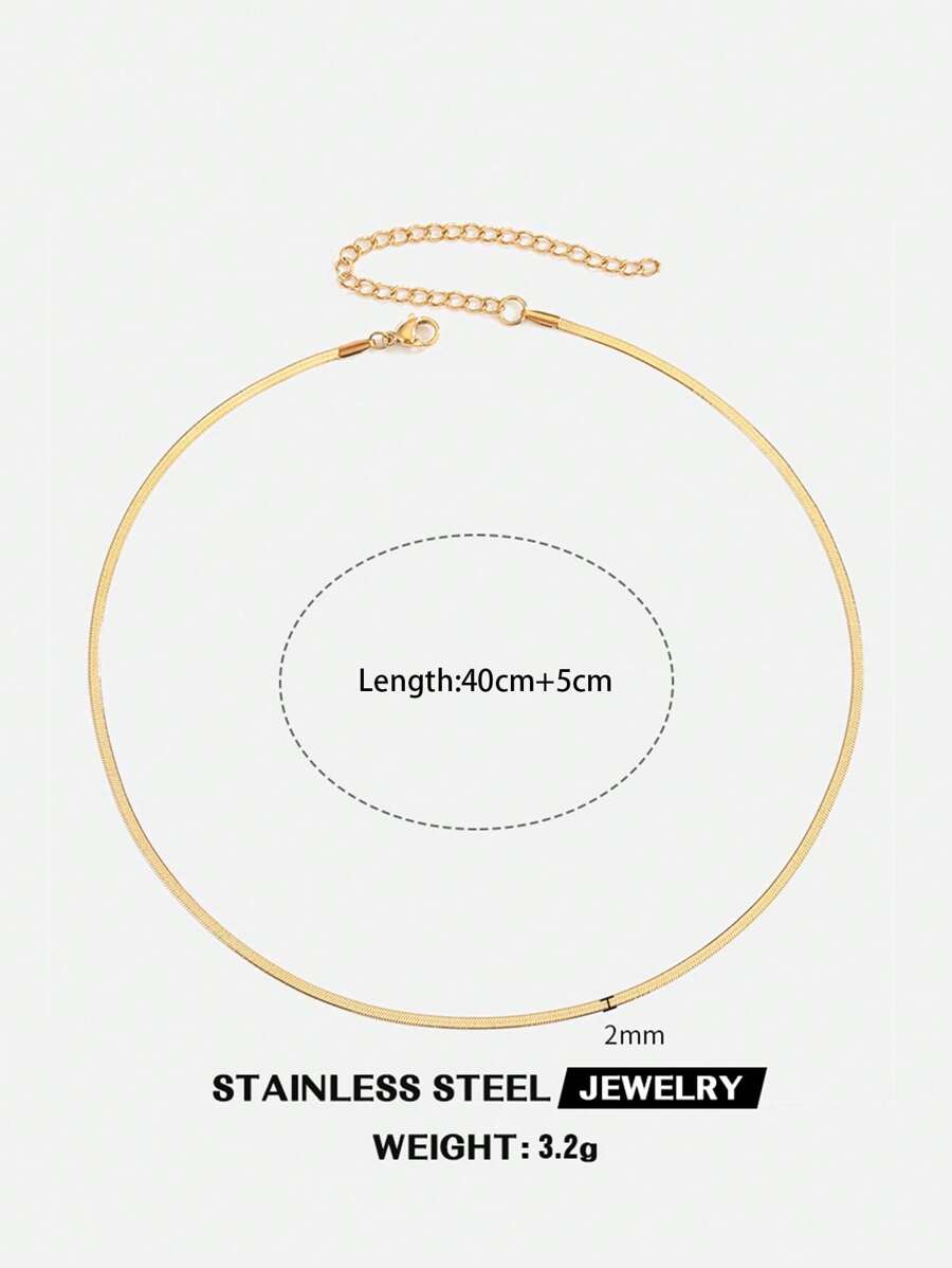 Shein Simple 18K Gold Plated Stainless Steel Snake Chain Necklace Suitable for Women's Daily Wear