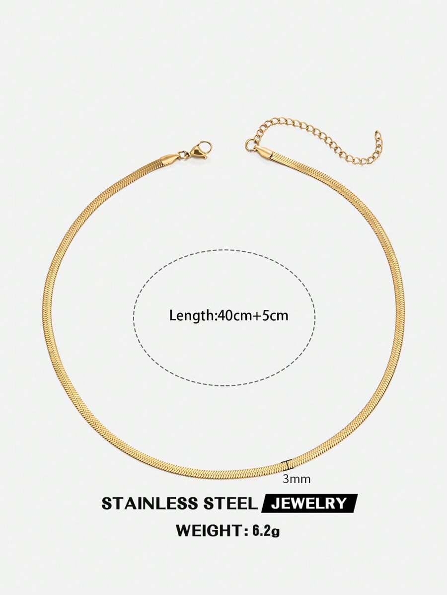 Shein Simple 18K Gold Plated Stainless Steel Snake Chain Necklace Suitable for Women's Daily Wear