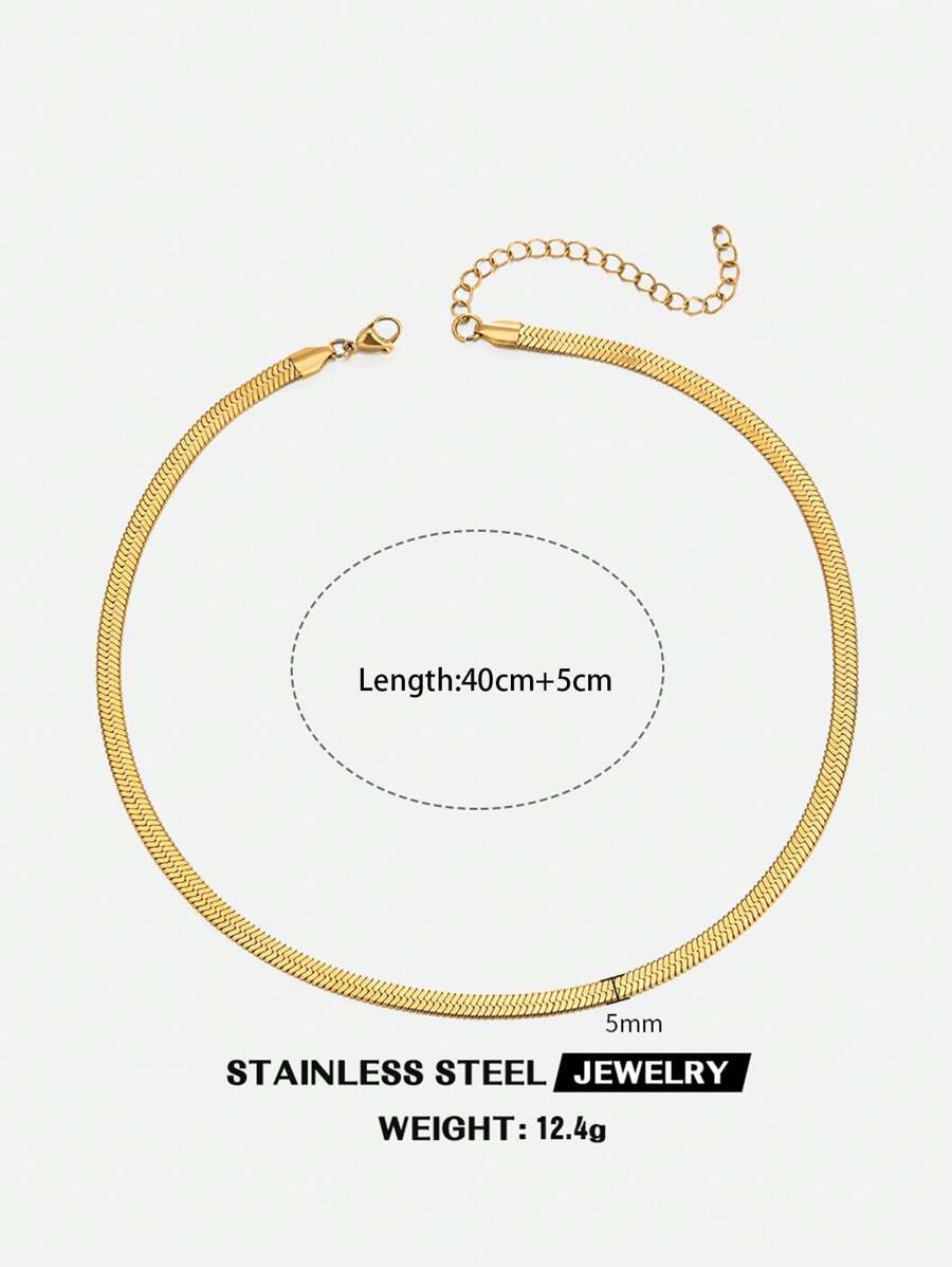 Shein Simple 18K Gold Plated Stainless Steel Snake Chain Necklace Suitable for Women's Daily Wear