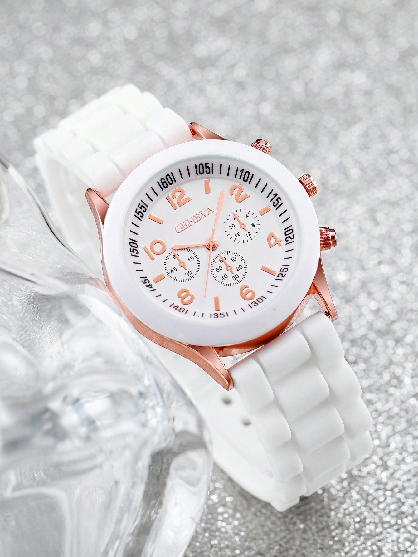 Shein - Women's Silicone Band Fashionable Minimalist Digital Dial Quartz Watch & Bracelet Set (5pcs/Set)