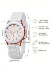 Shein - Women's Silicone Band Fashionable Minimalist Digital Dial Quartz Watch & Bracelet Set (5pcs/Set)
