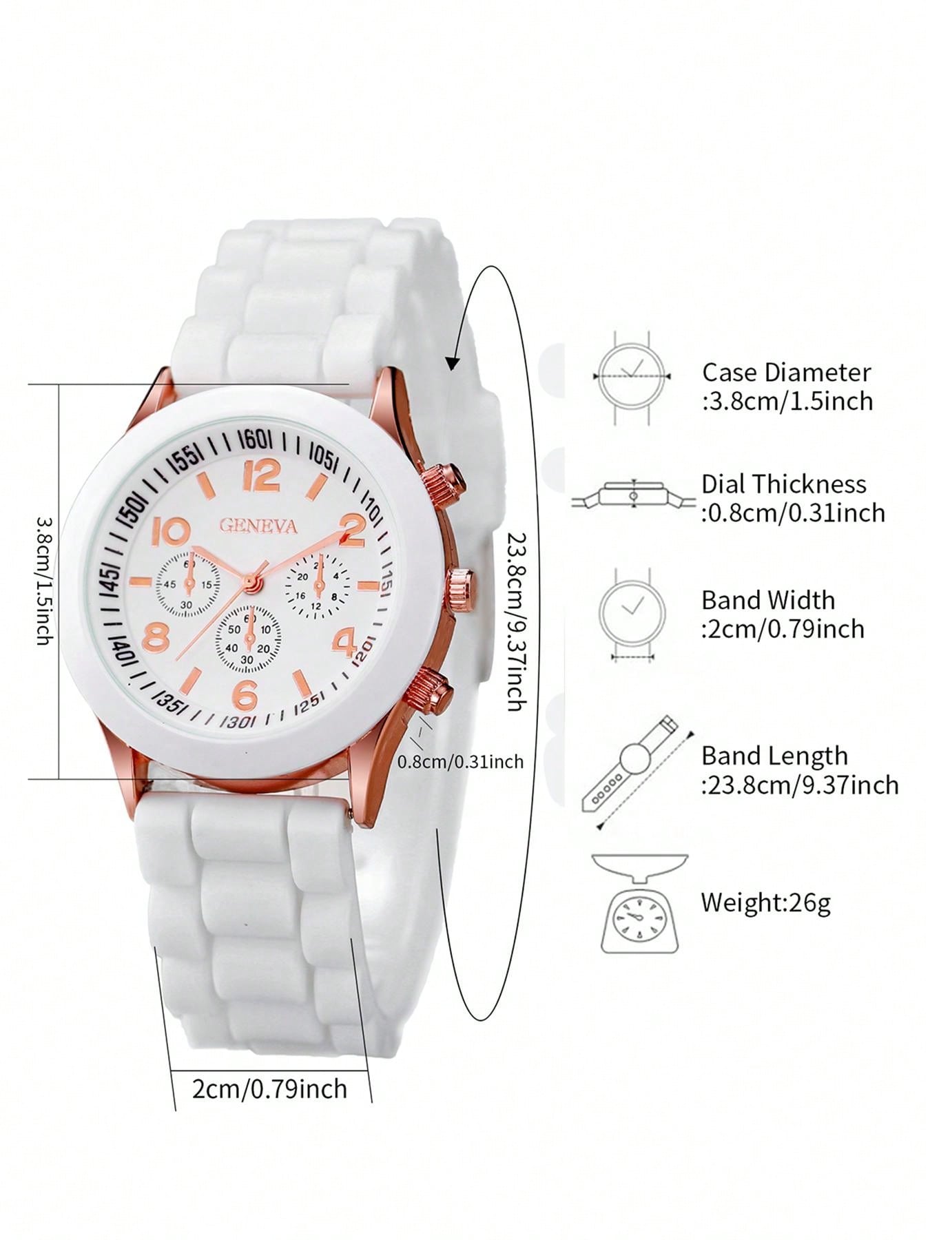 Shein - Women's Silicone Band Fashionable Minimalist Digital Dial Quartz Watch & Bracelet Set (5pcs/Set)