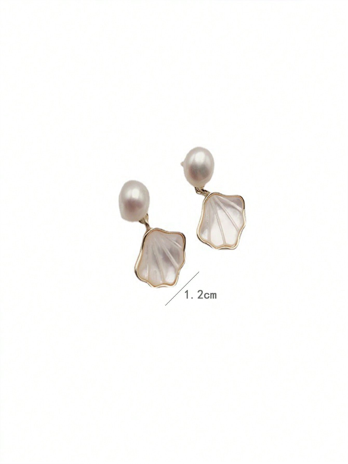 Shein - 1pc Shell Bead Necklace, Ring, Earrings Set For Women, Ideal As Gift, New Trendy Lock Collarbone Chain