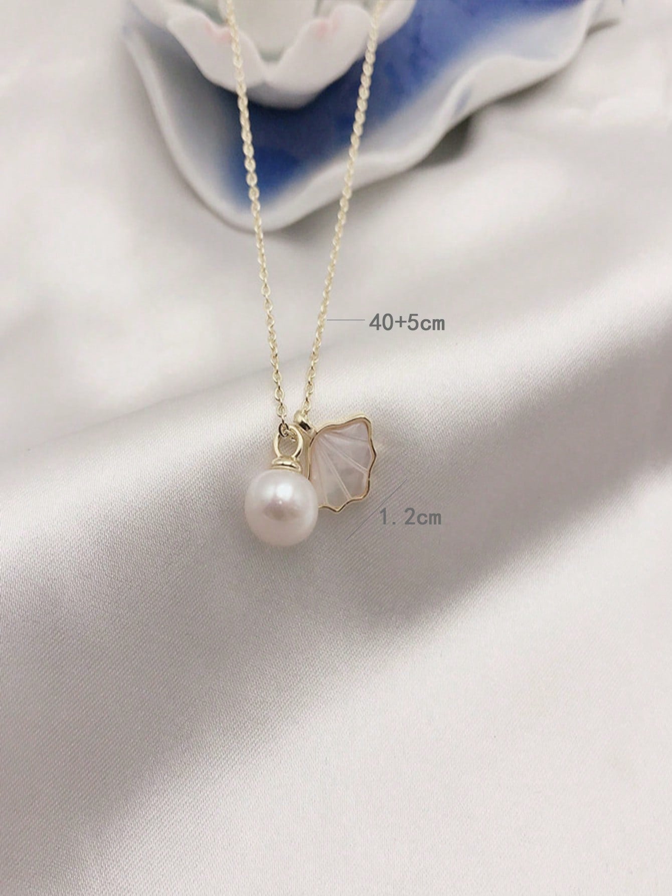 Shein - 1pc Shell Bead Necklace, Ring, Earrings Set For Women, Ideal As Gift, New Trendy Lock Collarbone Chain