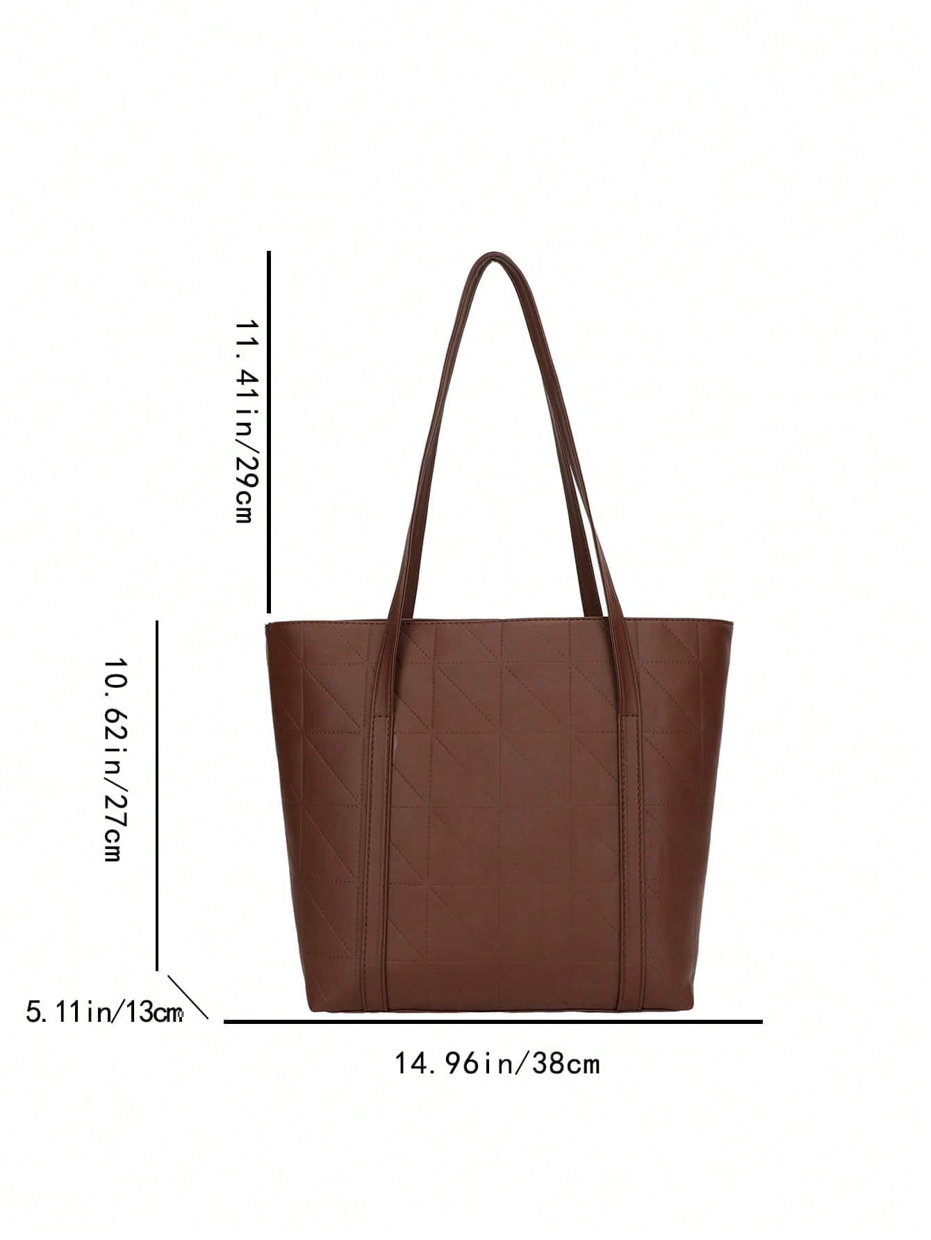Shein - Fashionable Texture & All-Match Solid Color Tote Bag