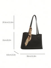 Shein - A Fashionable, Casual, And Minimalist Shopping Bag With A Fashionable Scarf And A Shoulder Tote Bag, Suitable For Shopping