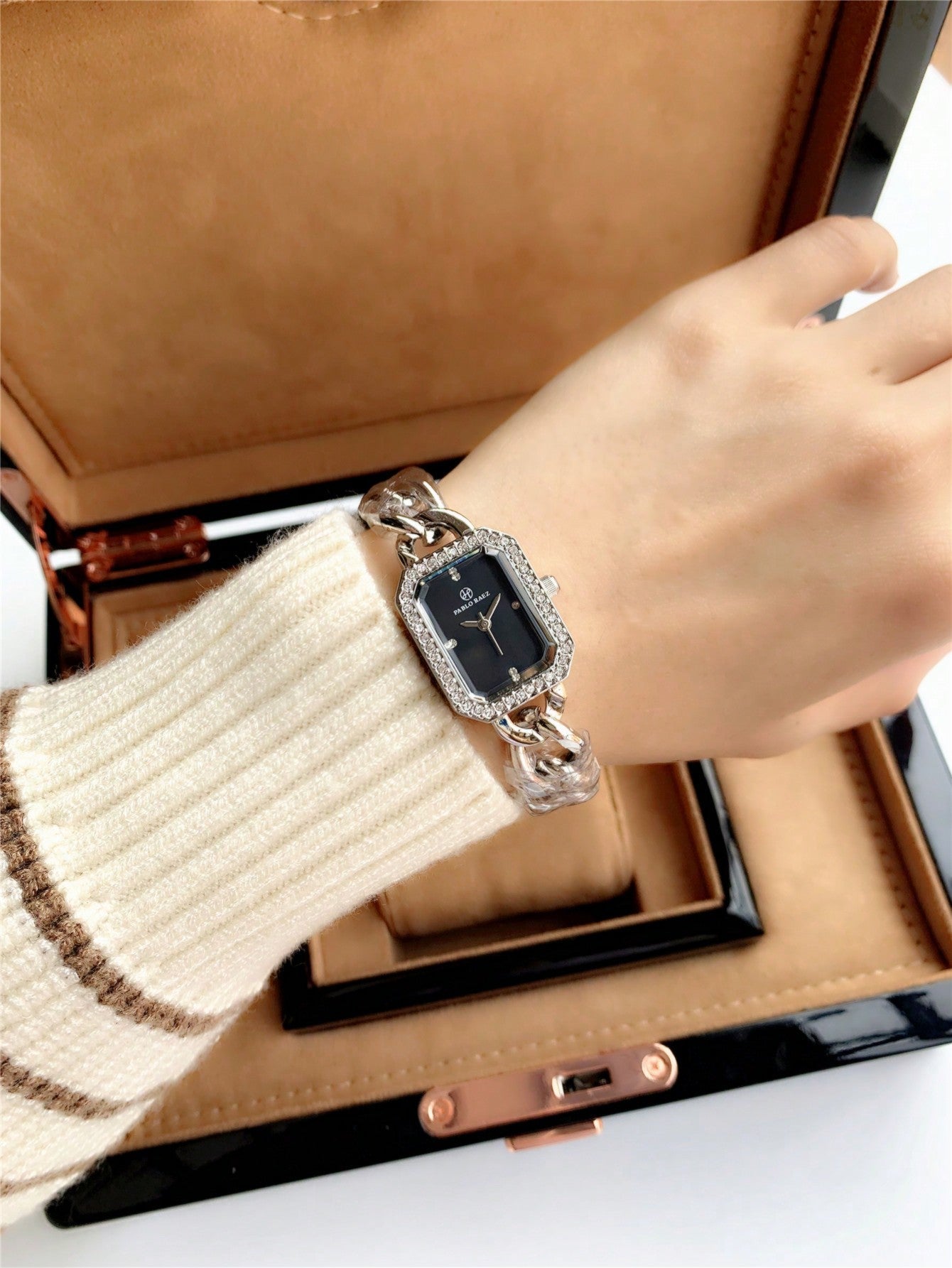 Shein - 1pc Women's Elegant Stainless Steel Bracelet Watch