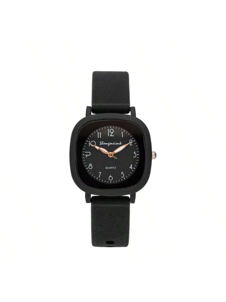Shein - 1Pcs Luxury Circular  Watch Women  Watches  Silicone Strap Ladies Quartz Wristwatch Girls Holiday Gifts For Women
