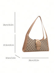 Shein - A Women'S Retro Fashion Color Contrast Shoulder Bag, Elegant Light Luxury Underarm Bag Pu, Casual Small Square Bag, Suitable For Women'S Daily Use