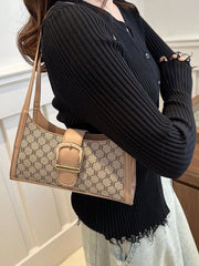 Shein - A Women'S Retro Fashion Color Contrast Shoulder Bag, Elegant Light Luxury Underarm Bag Pu, Casual Small Square Bag, Suitable For Women'S Daily Use