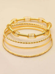 Shein - 5Pcs Basic Style Crossed Diamond Pattern Twisted Gold Bangle, Suitable For Men And Women Daily Wear