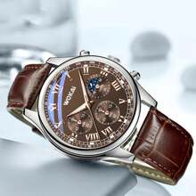 Shein - 1pc Men Business Quartz Wristwatch, Stylish Casual Sports PU Leather Strap Watch, Suitable For Work, Travel, Business Occasions, Daily Wear, Men Gift (Dial Color Random)