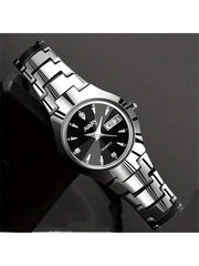 Shein - 2Pcs/Set Couple'S Quartz Watch With Calendar Function, Business & Fashion Design, Ideal Valentine'S Day Gift For Men & Women, Suitable For Daily Wear