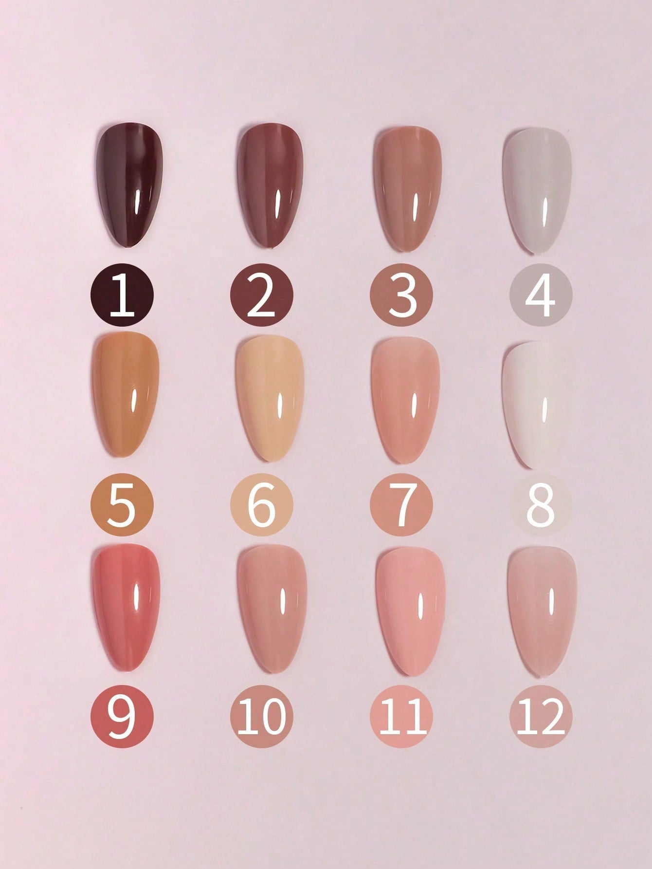 Shein - 288Pcs 12Mixed Solid Autumm And Winter Colors Long Almond Nail Tips Full Cover False Nail Tips Press On Fake Nails With Storage Box As Gift For Women And Girls