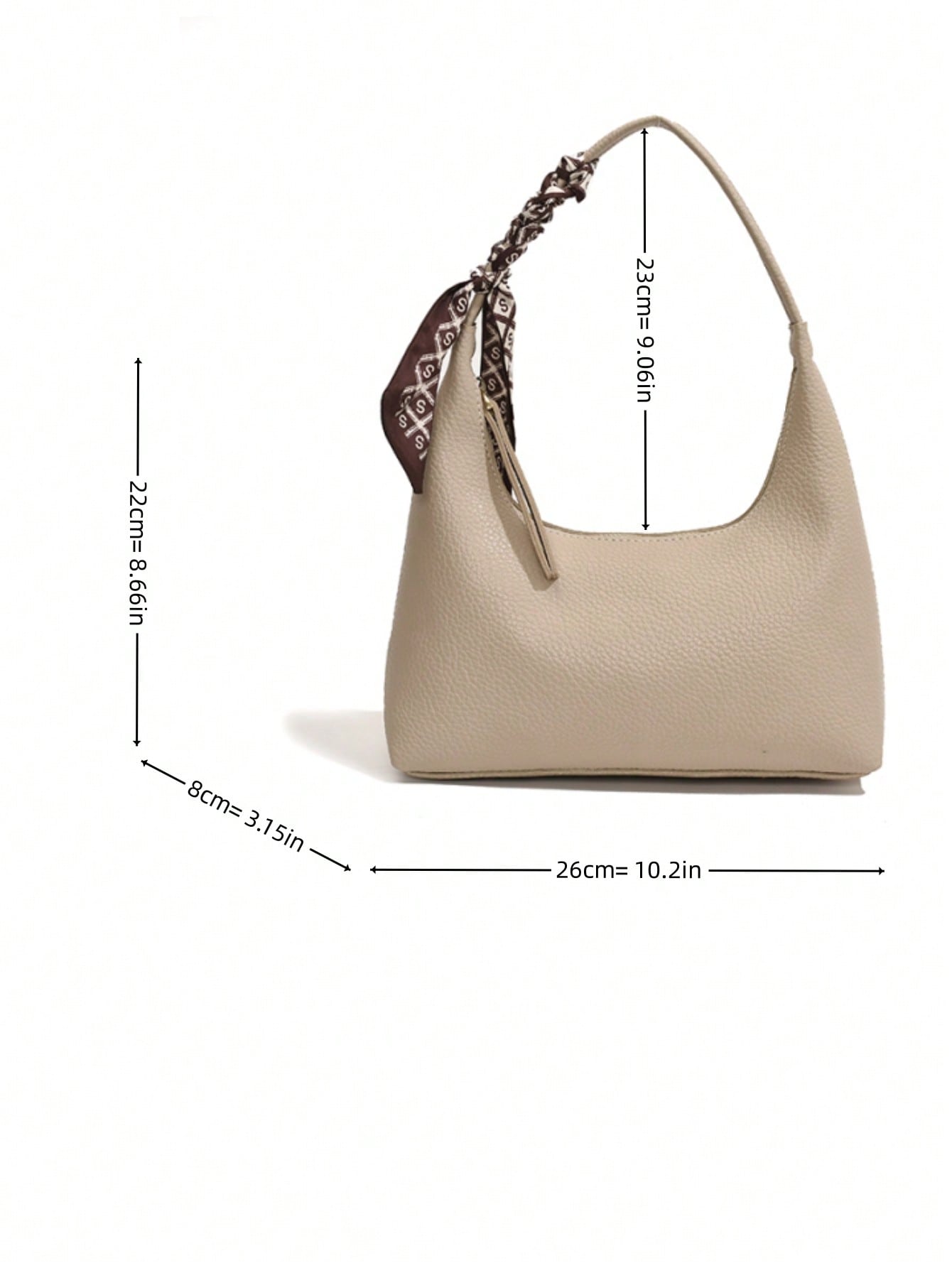 Shein - Simple Style Women'S Shoulder Crossbody Bag With Silk Scarf Gift