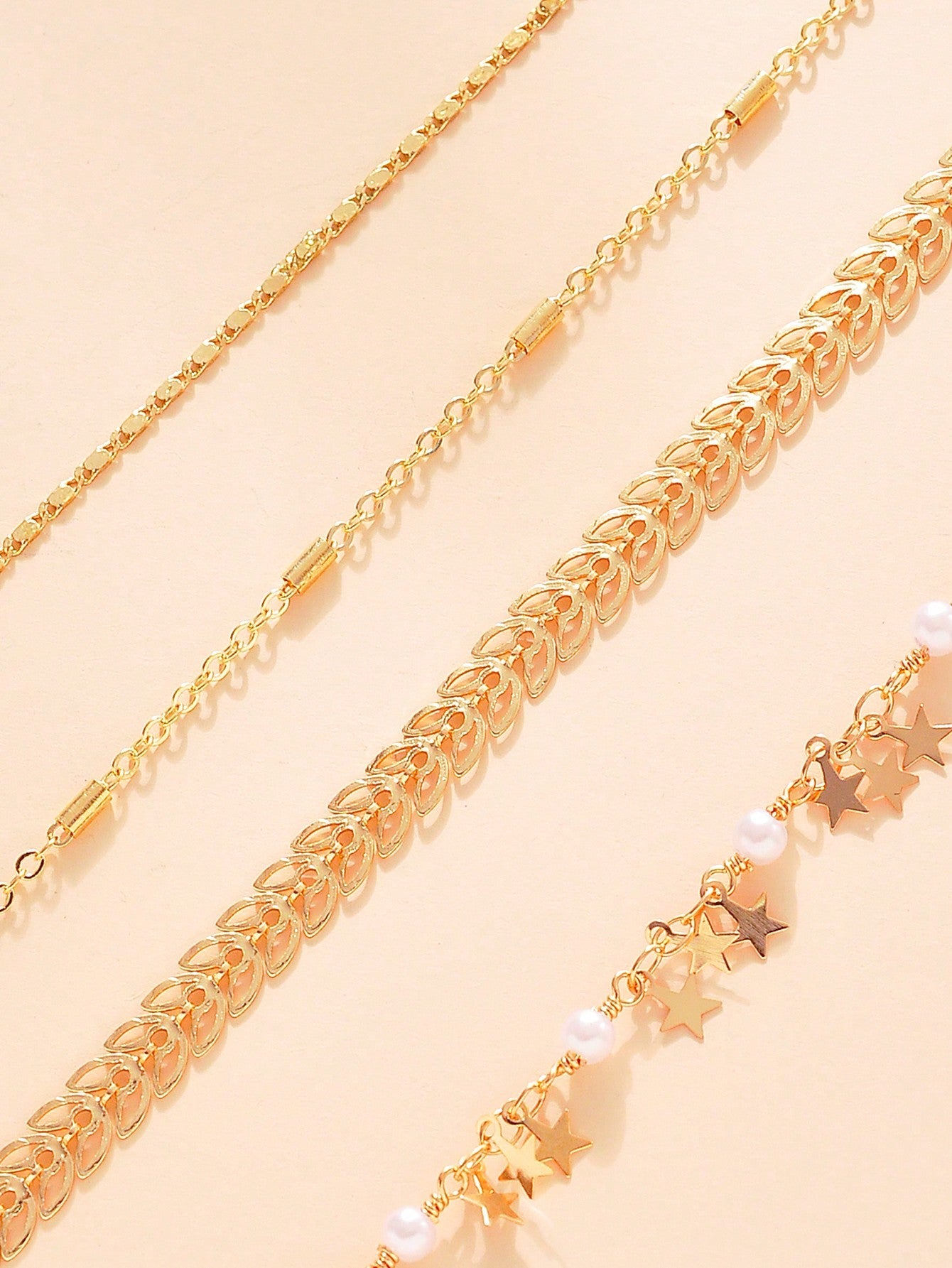 Shein - 4pcs/Set Stylish Crystal Decor Multi Element Chain Bracelet, Shiny Jewelry For Dating, Daily Wear And Party, Suitable For Women And Girls
