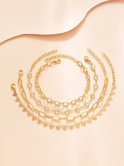 Shein - 4pcs/Set Stylish Crystal Decor Multi Element Chain Bracelet, Shiny Jewelry For Dating, Daily Wear And Party, Suitable For Women And Girls