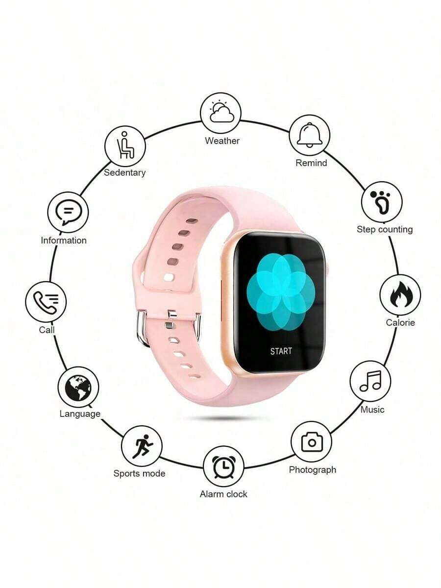 Shein -  A Multi-Function Electronic Wristwatch With A 1.44 Inch Touch Screen And Pink Silicone Stra